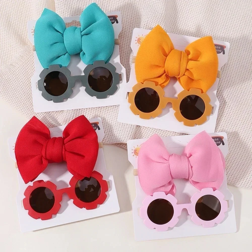 2 Piece Baby Girls‎ Bow/Hairband Sunglasses Set NEW!! Pink 💕🕶️